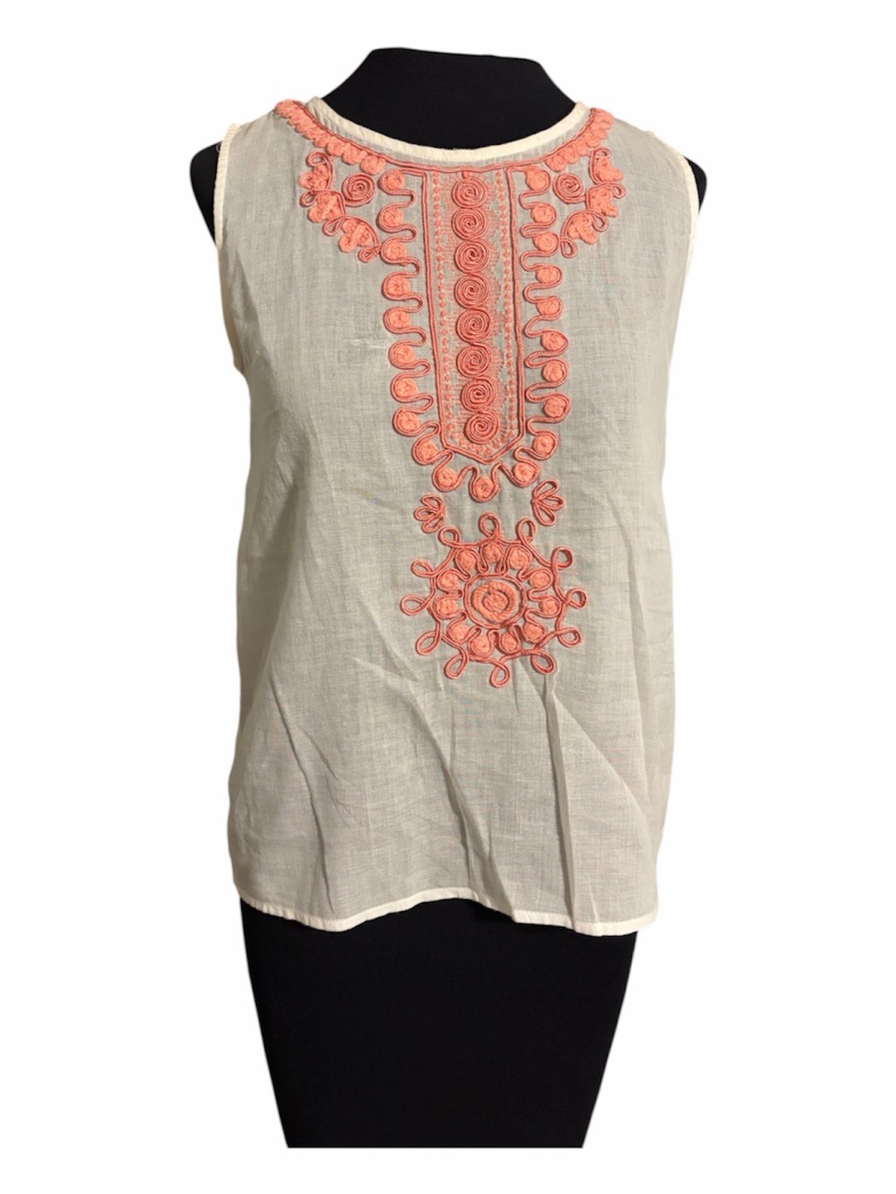 Banana Republic White Linen and Pink/Coral Embroidered
Top SZ P-2